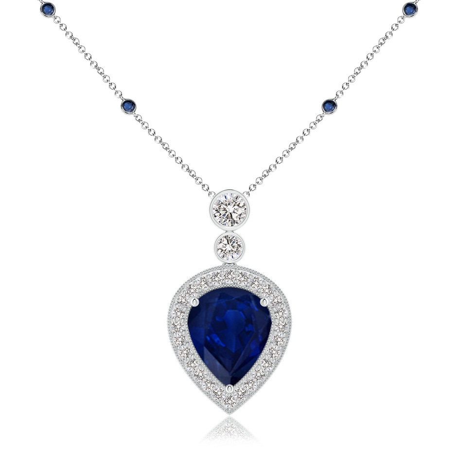 12x10mm AA Inverted Pear Sapphire Necklace with Diamonds in P950 Platinum 