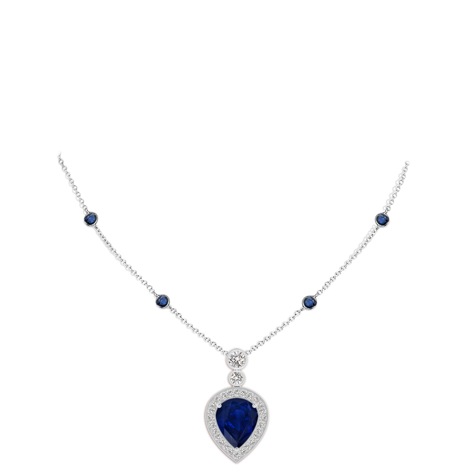 12x10mm AA Inverted Pear Sapphire Necklace with Diamonds in P950 Platinum pen