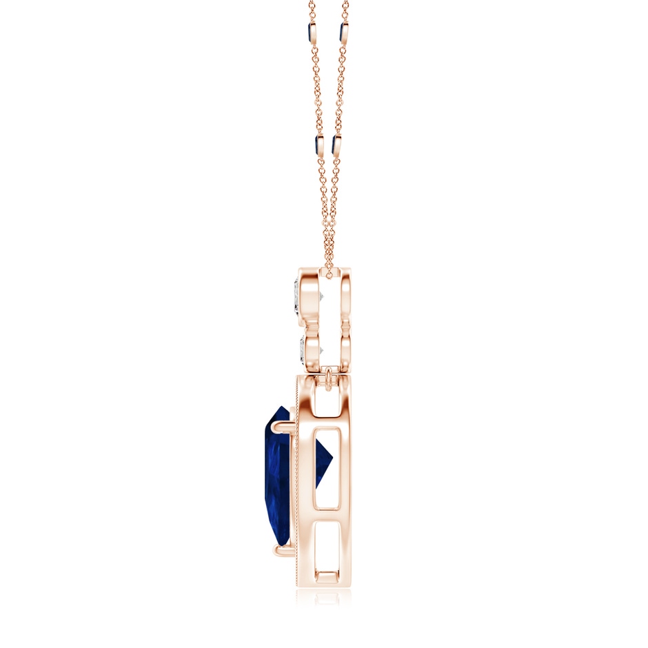 12x10mm AA Inverted Pear Sapphire Necklace with Diamonds in Rose Gold side 199