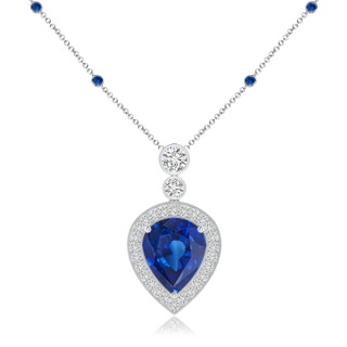 12x10mm AAA Inverted Pear Sapphire Necklace with Diamonds in P950 Platinum