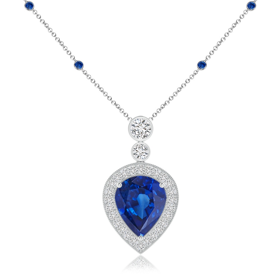 12x10mm AAA Inverted Pear Sapphire Necklace with Diamonds in P950 Platinum 