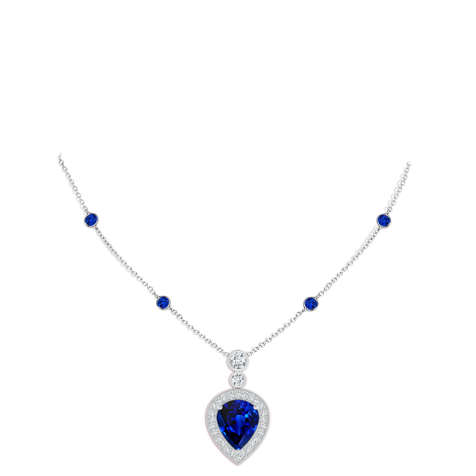 12x10mm AAAA Inverted Pear Sapphire Necklace with Diamonds in P950 Platinum pen