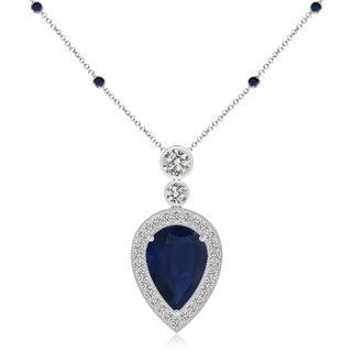 14x10mm A Inverted Pear Sapphire Necklace with Diamonds in P950 Platinum