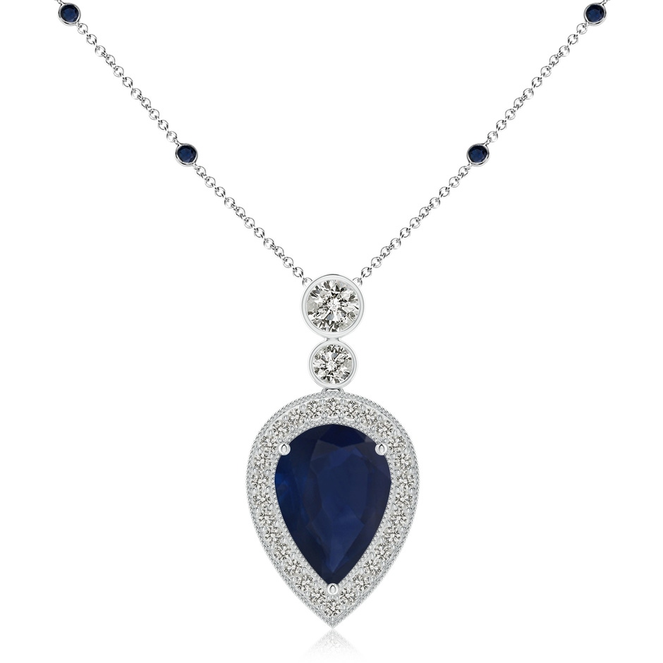 14x10mm A Inverted Pear Sapphire Necklace with Diamonds in P950 Platinum 