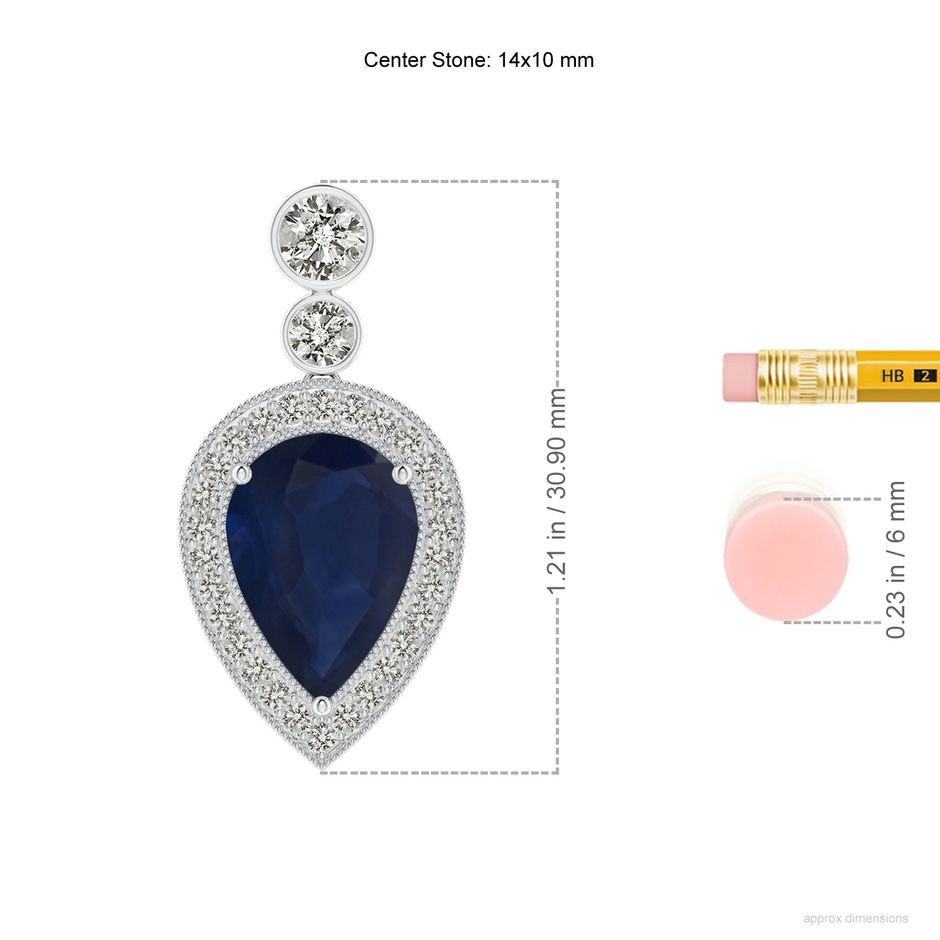 14x10mm A Inverted Pear Sapphire Necklace with Diamonds in P950 Platinum ruler