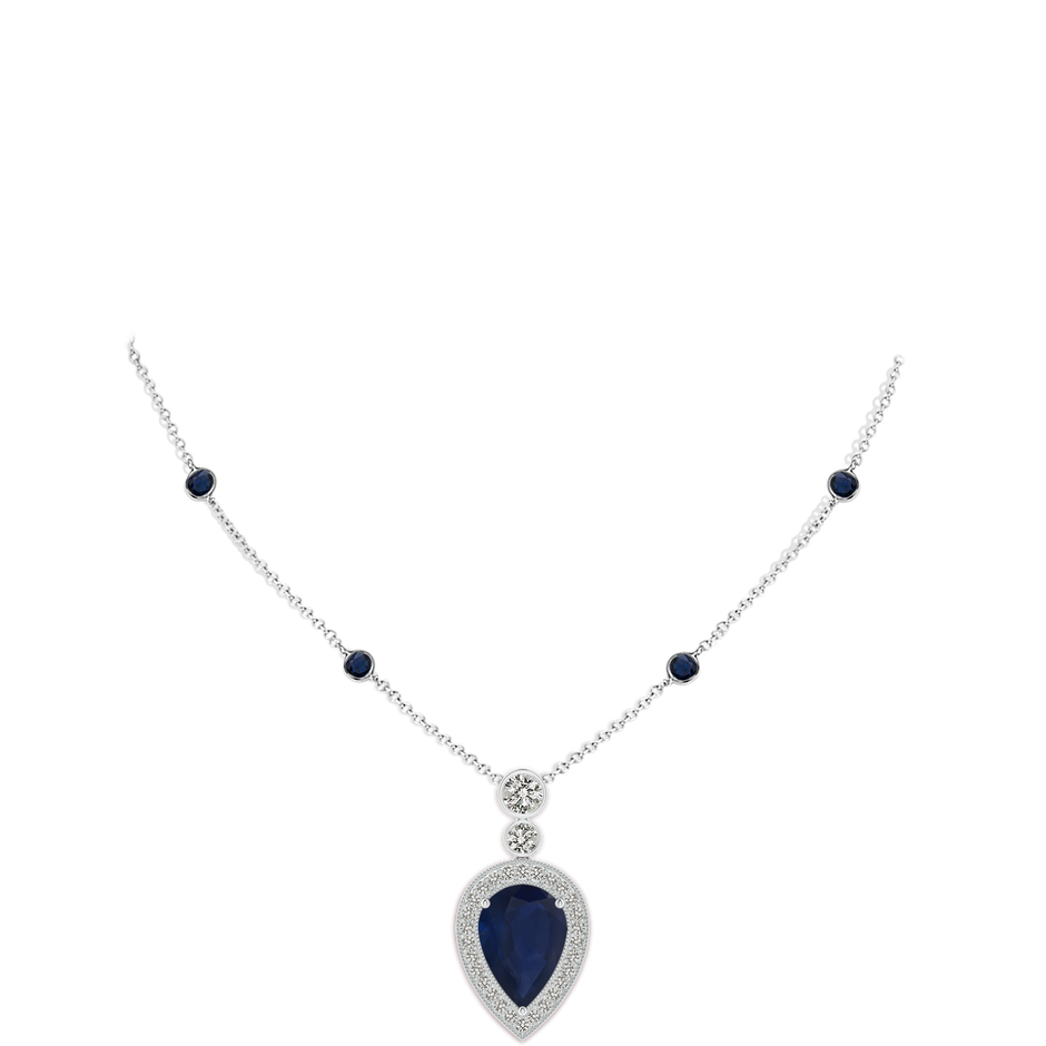 14x10mm A Inverted Pear Sapphire Necklace with Diamonds in P950 Platinum pen