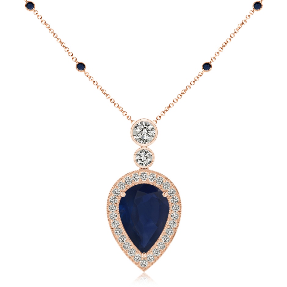 14x10mm A Inverted Pear Sapphire Necklace with Diamonds in Rose Gold 