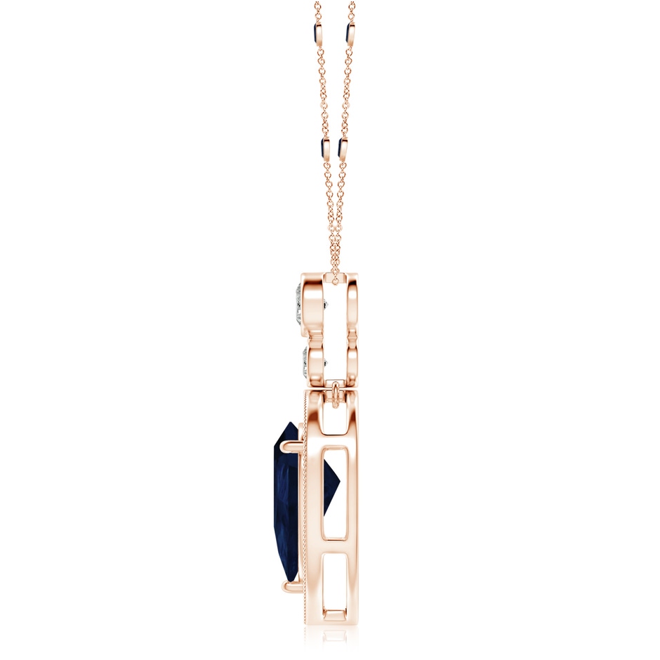 14x10mm A Inverted Pear Sapphire Necklace with Diamonds in Rose Gold side 199