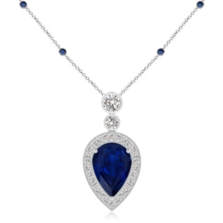 14x10mm AA Inverted Pear Sapphire Necklace with Diamonds in P950 Platinum