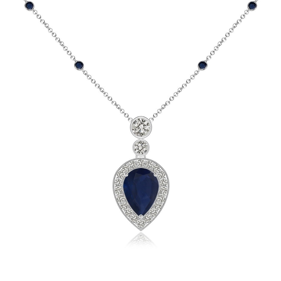 7x5mm A Inverted Pear Sapphire Necklace with Diamonds in P950 Platinum 