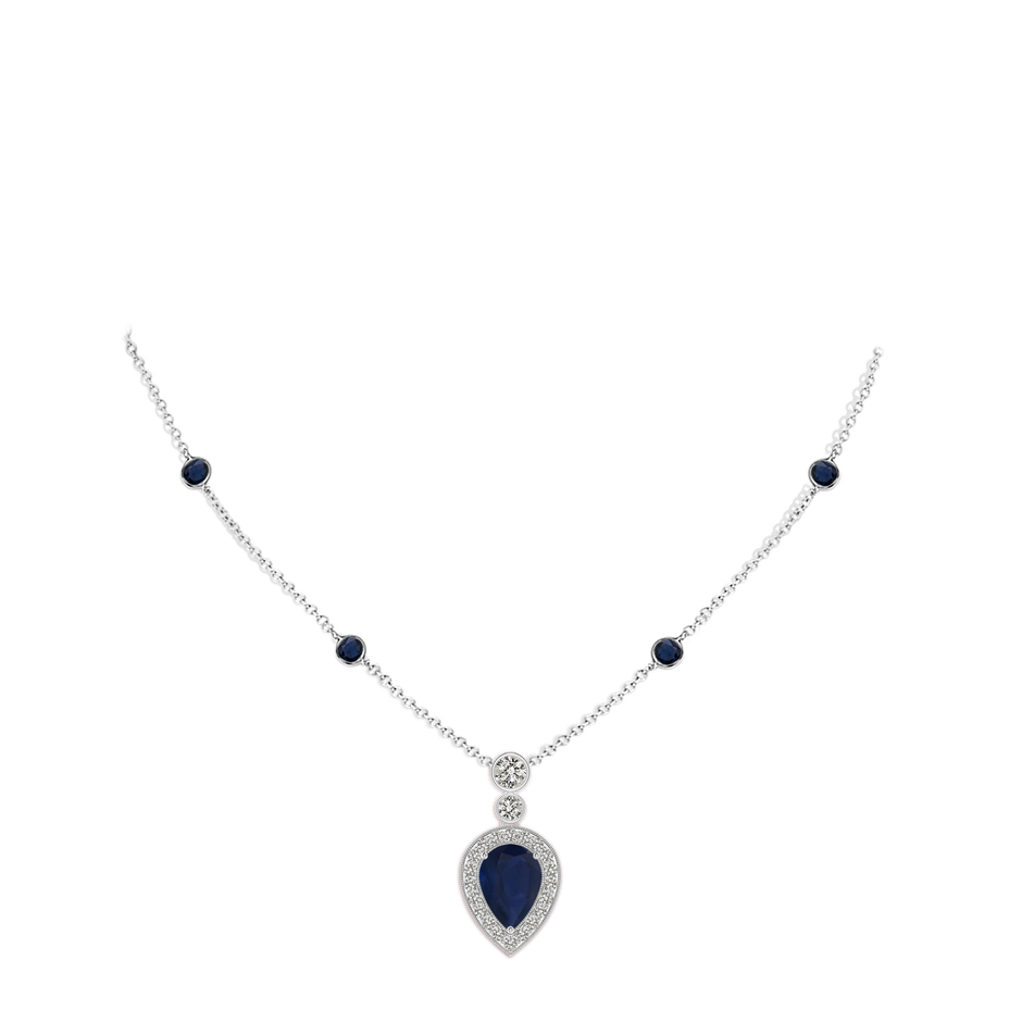 7x5mm A Inverted Pear Sapphire Necklace with Diamonds in P950 Platinum pen