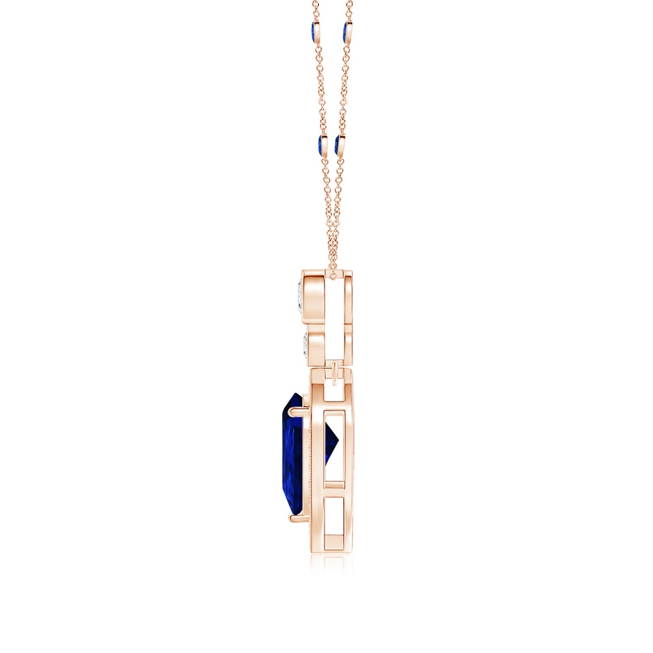 8x5mm AAAA Inverted Pear Sapphire Necklace with Diamonds in Rose Gold side 199