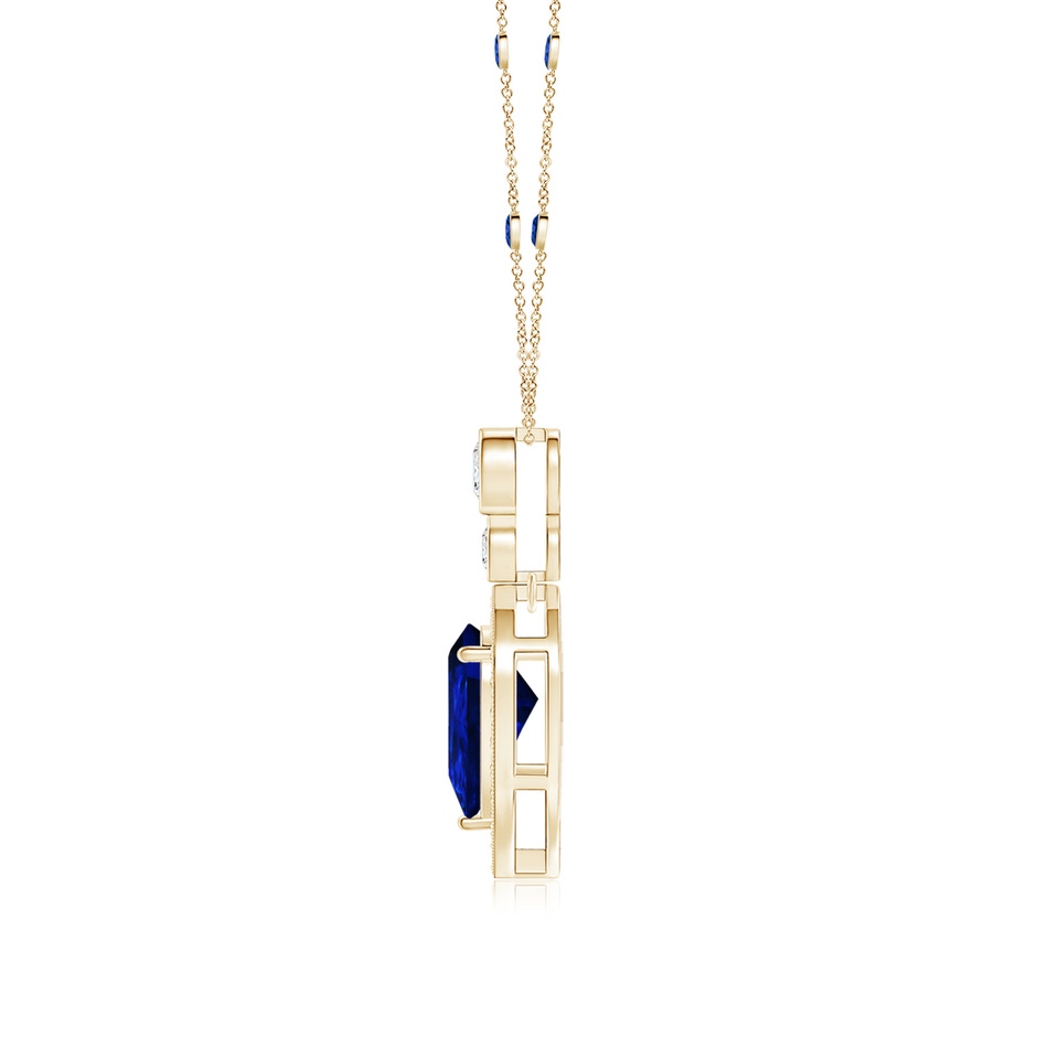 8x5mm AAAA Inverted Pear Sapphire Necklace with Diamonds in Yellow Gold side 199