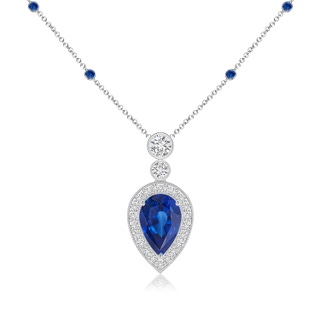 9x6mm AAA Inverted Pear Sapphire Necklace with Diamonds in P950 Platinum