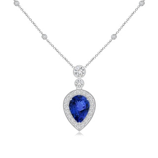 7x5mm AAA Inverted Pear Tanzanite Necklace with Diamonds in White Gold