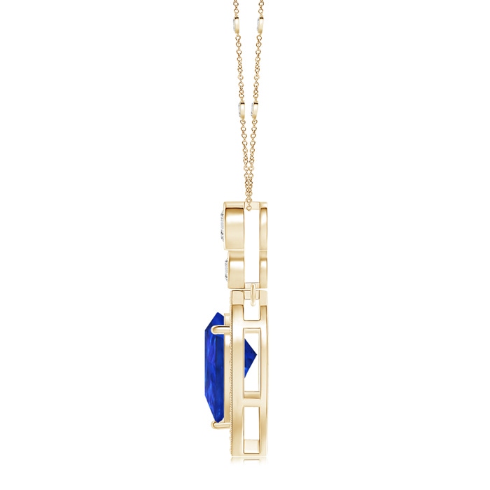 9x6mm AAA Inverted Pear Tanzanite Necklace with Diamonds in Yellow Gold product image