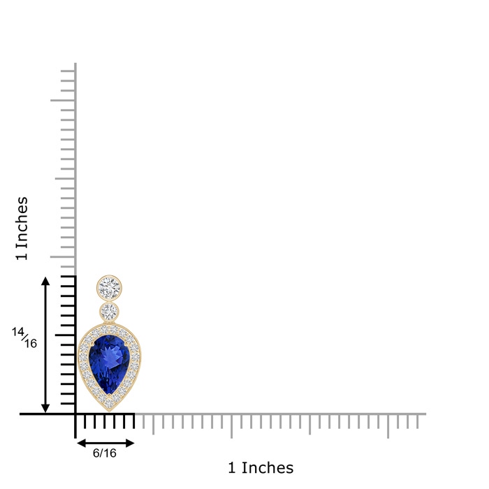 9x6mm AAA Inverted Pear Tanzanite Necklace with Diamonds in Yellow Gold product image