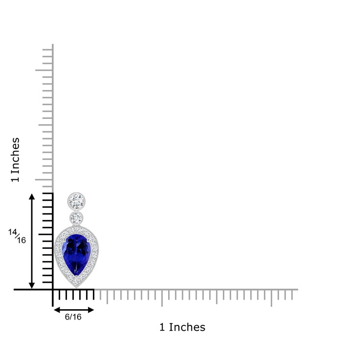 9x6mm AAAA Inverted Pear Tanzanite Necklace with Diamonds in White Gold Product Image