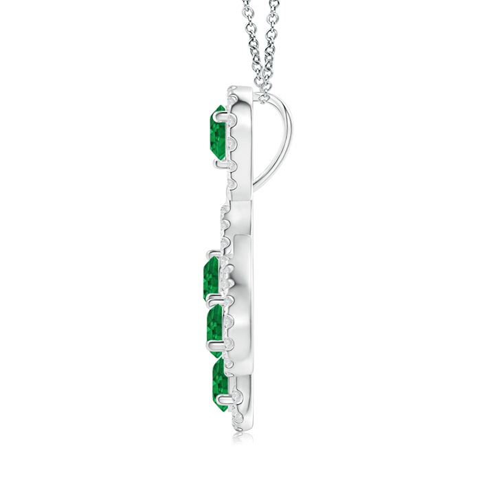 3.5mm AAA Emerald Layered Drop Pendant with Diamonds in White Gold product image