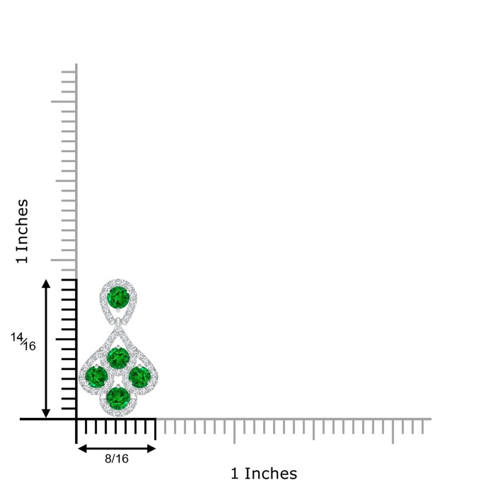 3.5mm Lab-Grown Emerald Layered Drop Pendant with Diamonds in White Gold product image
