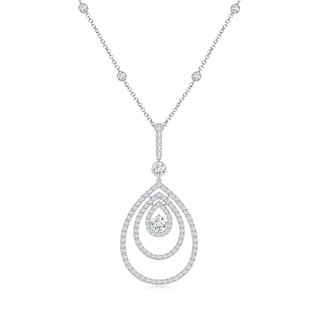 3.1mm GVS2 Triple Teardrop Diamond Pendant Necklace in P950 Platinum