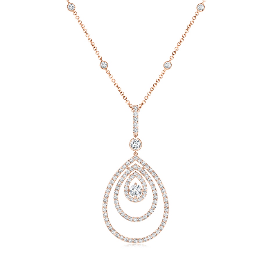 3.1mm GVS2 Triple Teardrop Diamond Pendant Necklace in Rose Gold 