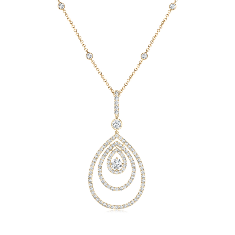 3.1mm GVS2 Triple Teardrop Diamond Pendant Necklace in Yellow Gold 