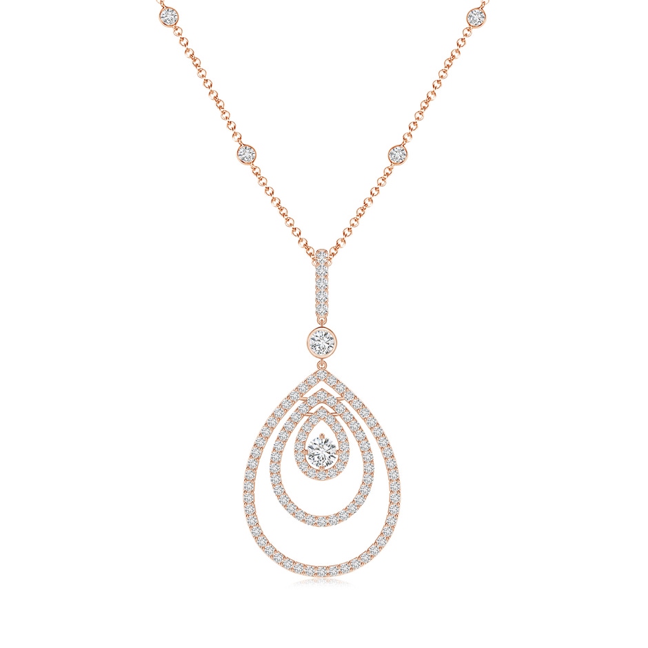 3.1mm HSI2 Triple Teardrop Diamond Pendant Necklace in Rose Gold 