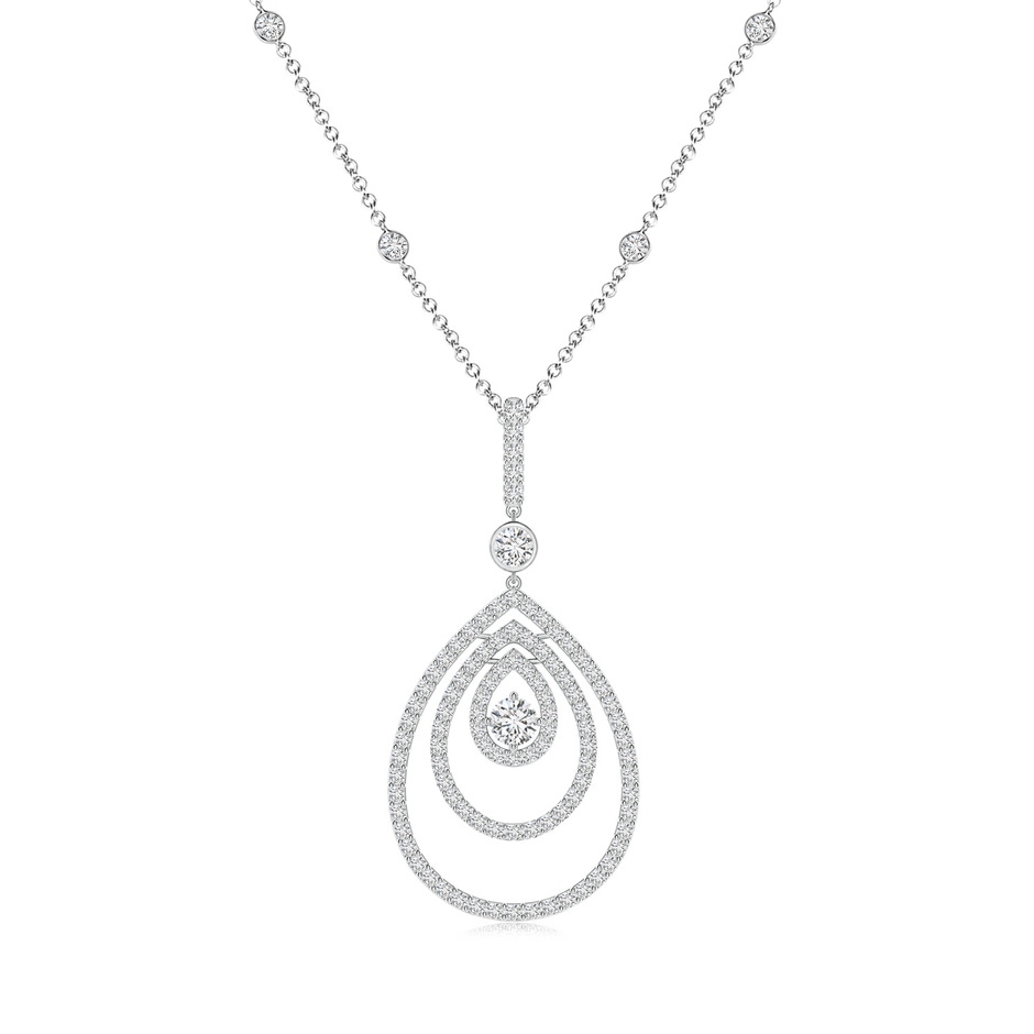3.1mm HSI2 Triple Teardrop Diamond Pendant Necklace in White Gold 