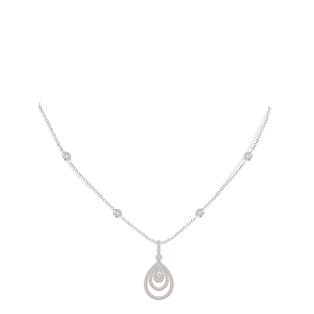 3.1mm HSI2 Triple Teardrop Diamond Pendant Necklace in White Gold Body-Neck