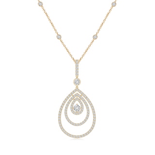 3.1mm HSI2 Triple Teardrop Diamond Pendant Necklace in Yellow Gold