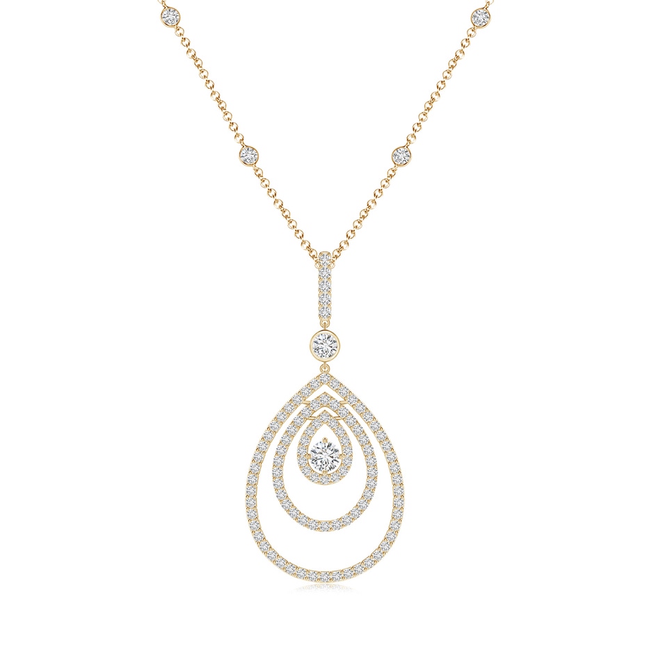 3.1mm HSI2 Triple Teardrop Diamond Pendant Necklace in Yellow Gold 