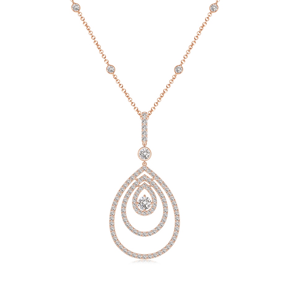 3.1mm IJI1I2 Triple Teardrop Diamond Pendant Necklace in Rose Gold 