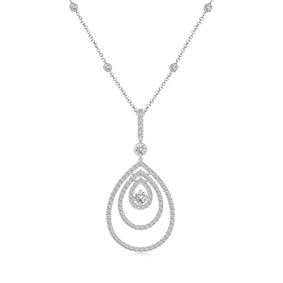 3.1mm IJI1I2 Triple Teardrop Diamond Pendant Necklace in White Gold 