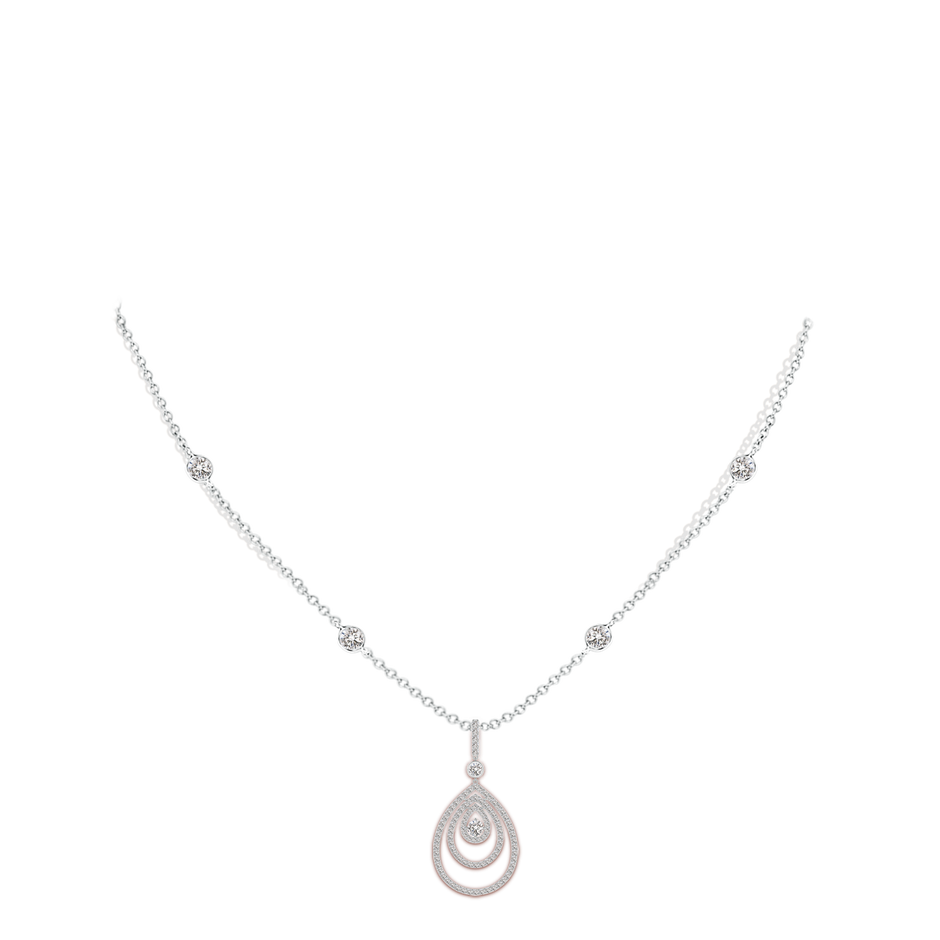 3.1mm IJI1I2 Triple Teardrop Diamond Pendant Necklace in White Gold body-neck