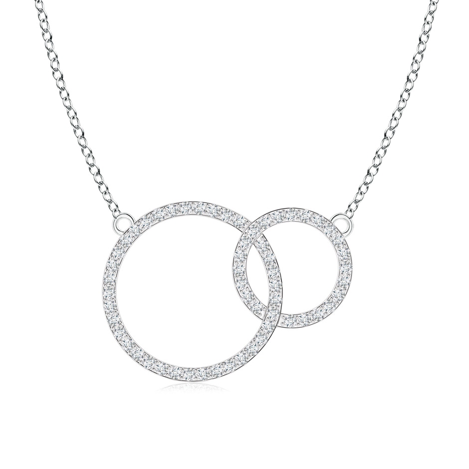 1mm GVS2 Diamond Encrusted Interlocking Circle Necklace in 18K White Gold 