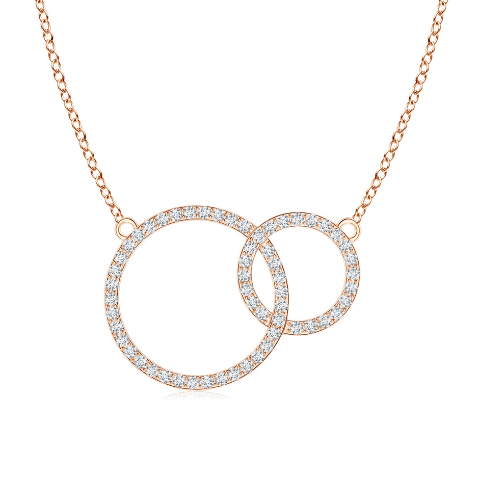 1mm GVS2 Diamond Encrusted Interlocking Circle Necklace in Rose Gold 