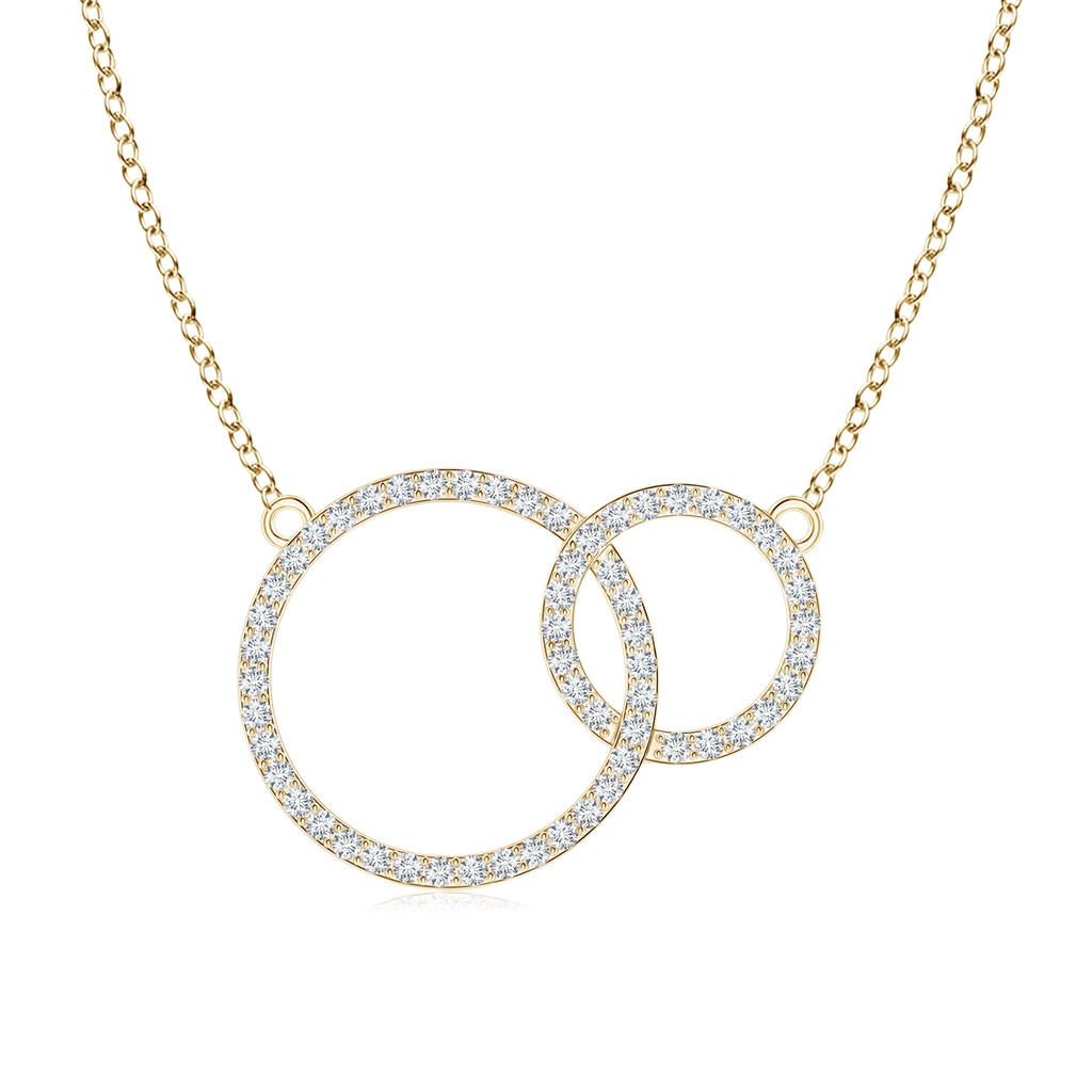 1mm GVS2 Diamond Encrusted Interlocking Circle Necklace in Yellow Gold