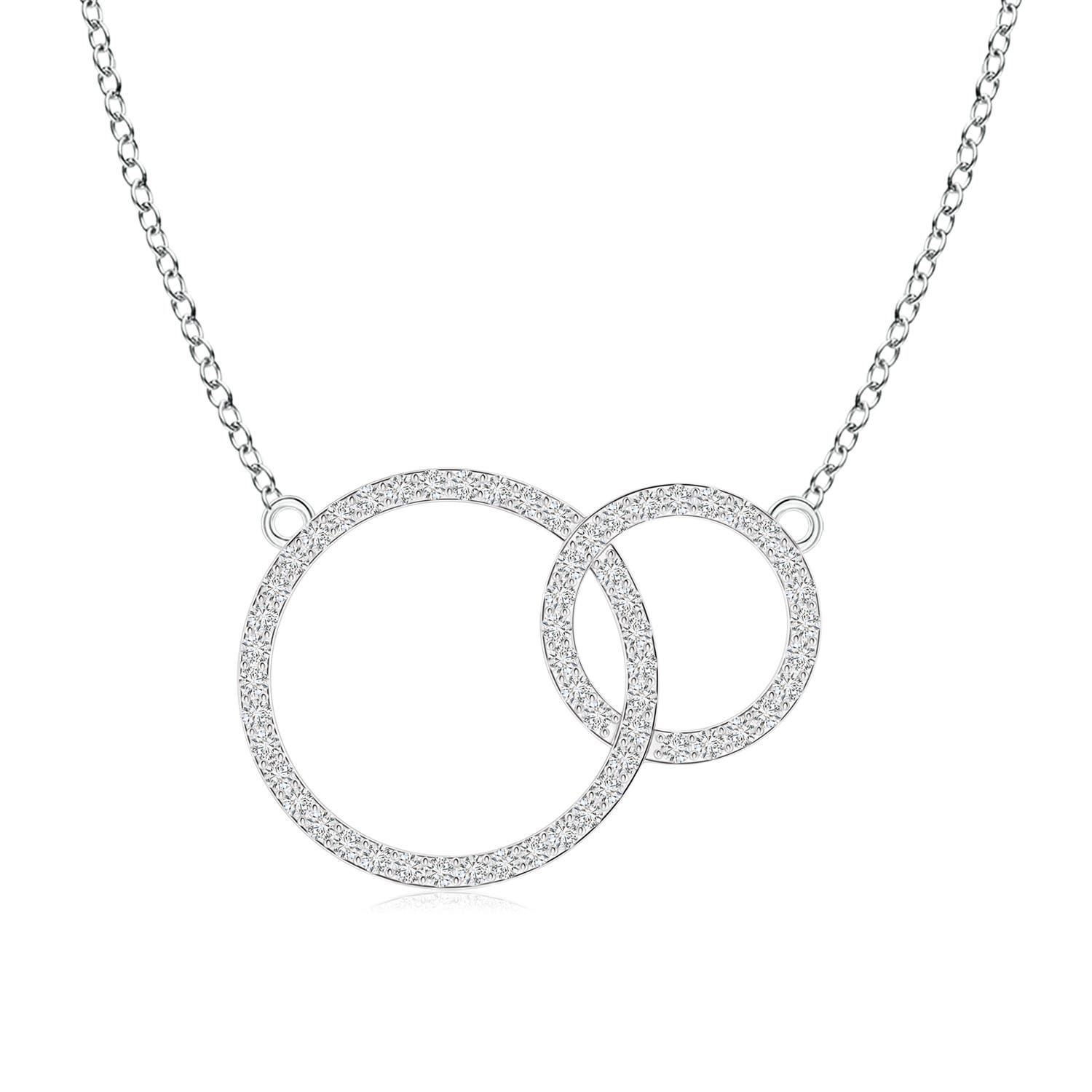 1mm HSI2 Diamond Encrusted Interlocking Circle Necklace in 18K White Gold
