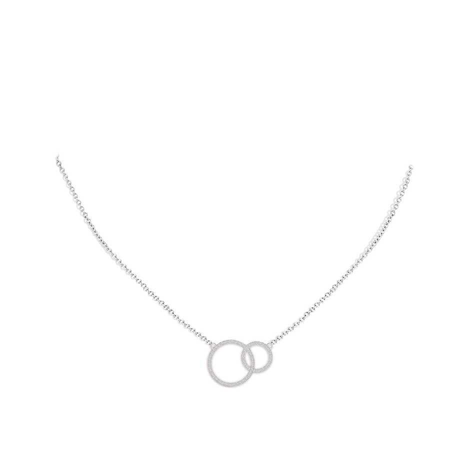 1mm HSI2 Diamond Encrusted Interlocking Circle Necklace in White Gold Body-Neck