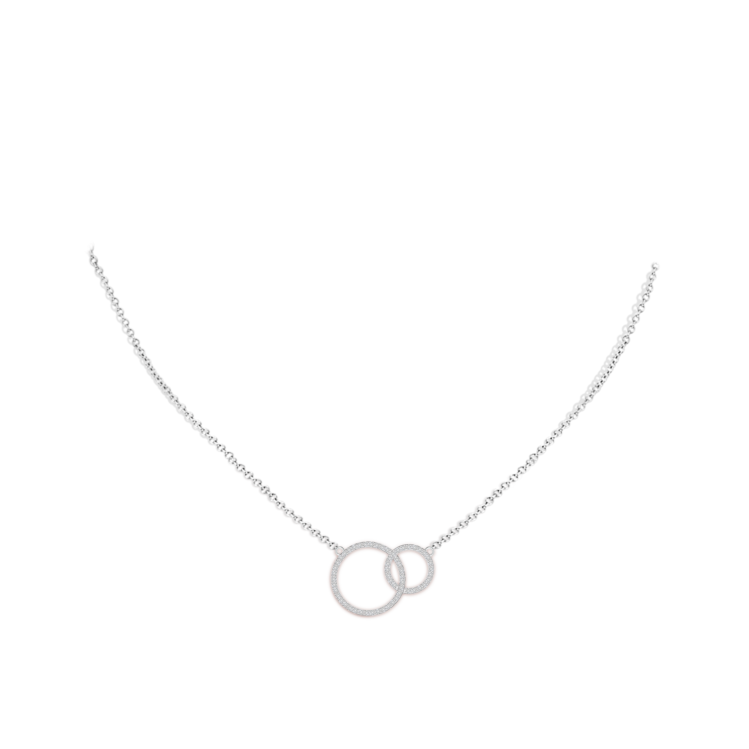 1mm HSI2 Diamond Encrusted Interlocking Circle Necklace in White Gold - body_neck