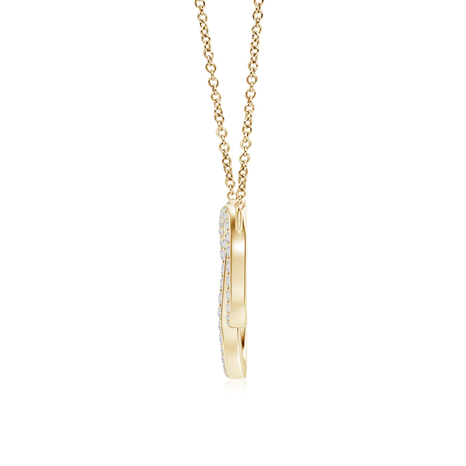 1mm HSI2 Diamond Encrusted Interlocking Circle Necklace in Yellow Gold