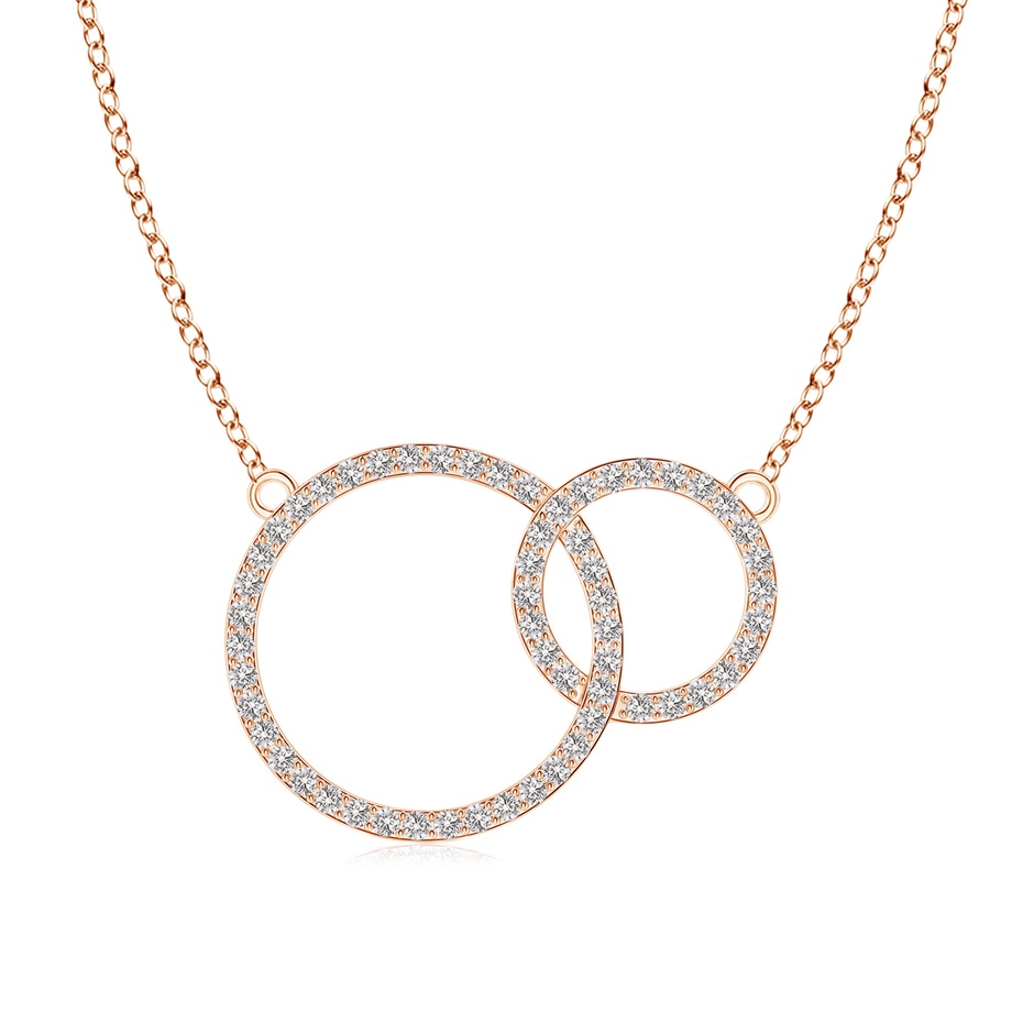 1mm IJI1I2 Diamond Encrusted Interlocking Circle Necklace in 18K Rose Gold 