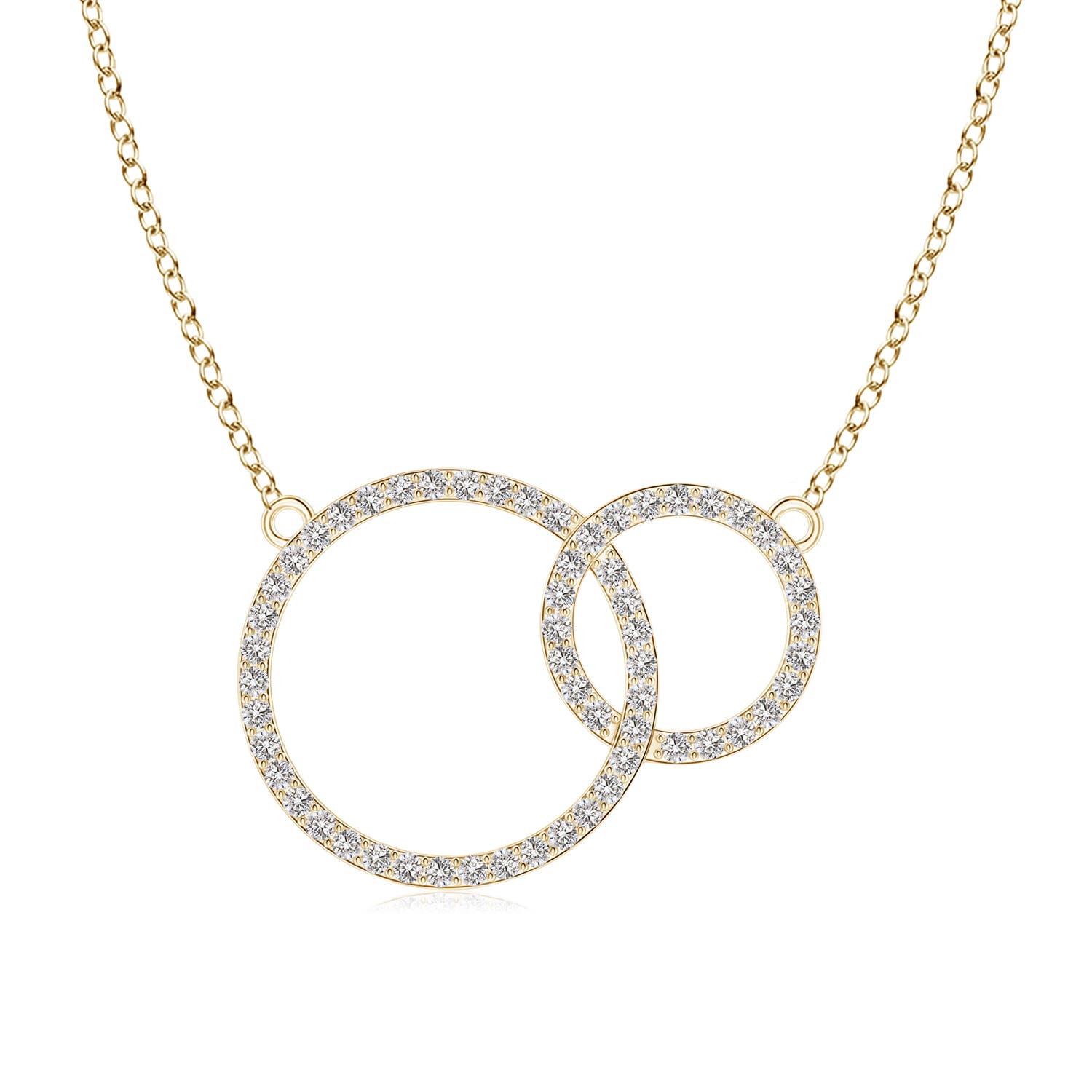 1mm IJI1I2 Diamond Encrusted Interlocking Circle Necklace in 18K Yellow Gold
