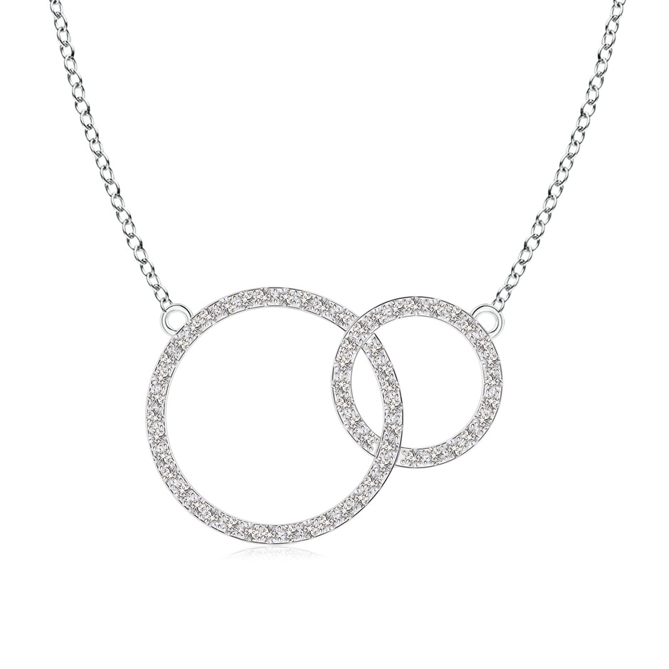 1mm IJI1I2 Diamond Encrusted Interlocking Circle Necklace in White Gold 