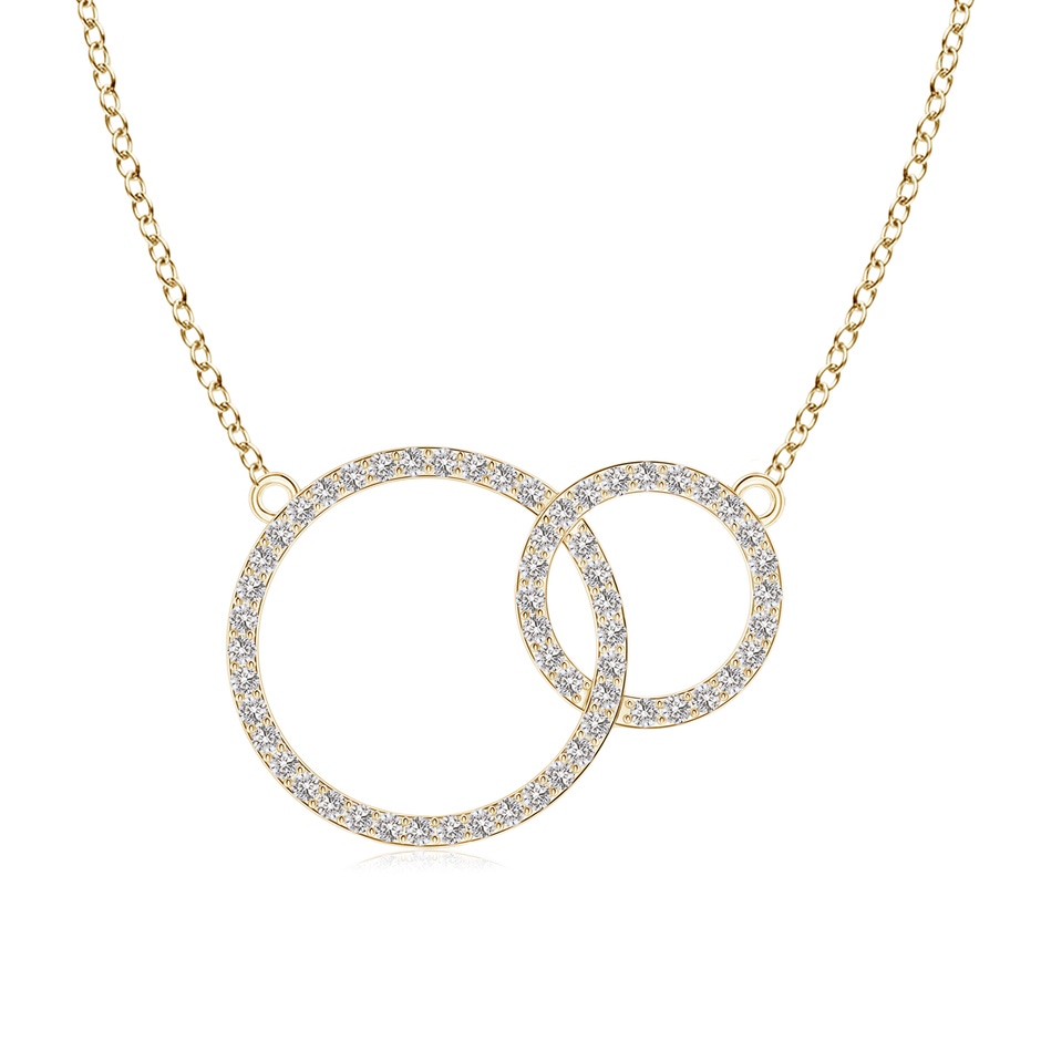 1mm IJI1I2 Diamond Encrusted Interlocking Circle Necklace in Yellow Gold 