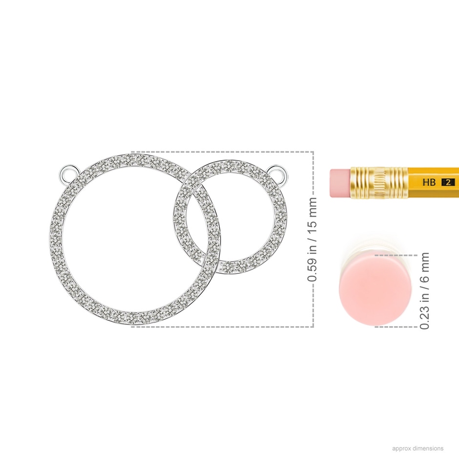 1mm KI3 Diamond Encrusted Interlocking Circle Necklace in White Gold ruler