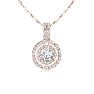 3.4mm GVS2 Diamond Circle Pendant with Double Halo in Rose Gold