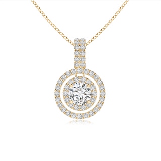 3.4mm HSI2 Diamond Circle Pendant with Double Halo in Yellow Gold