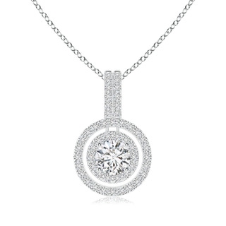 4mm HSI2 Diamond Circle Pendant with Double Halo in White Gold